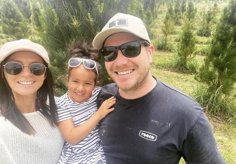 MAFS season one participant Alex Garner and his new partner Jen McCann with his daughter Harper-Rose