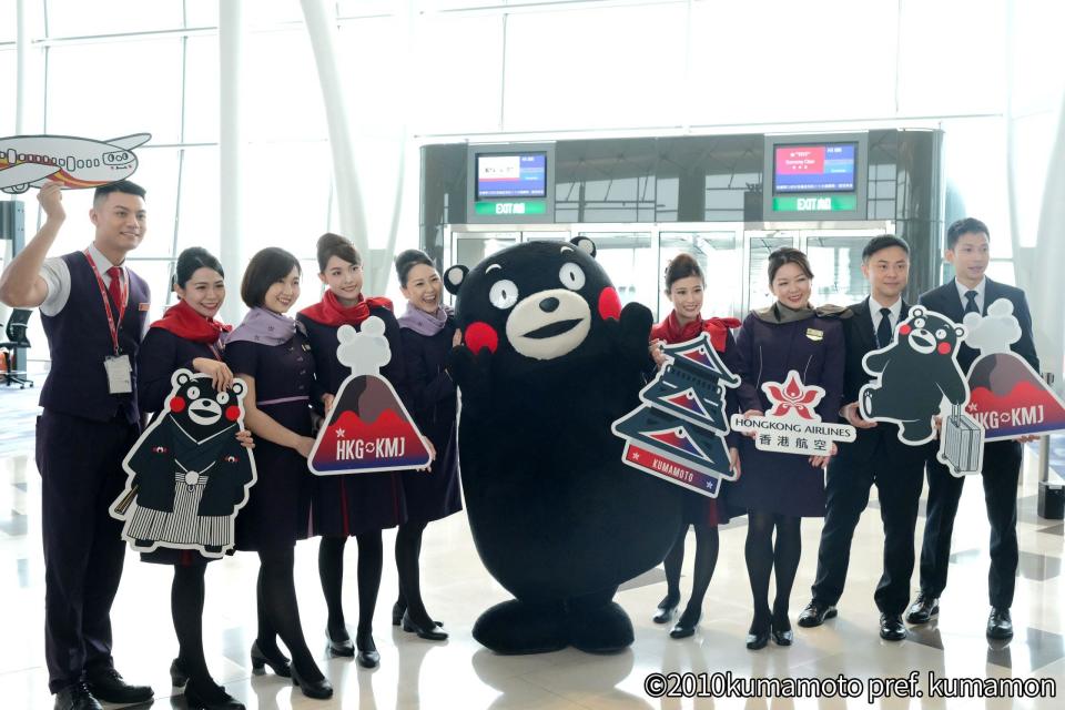 熊本熊在香港航空熊本線啟航當日現身機場！