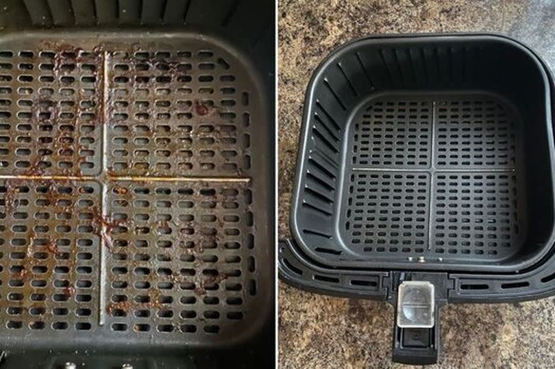 Dirty and clean air fryer basket