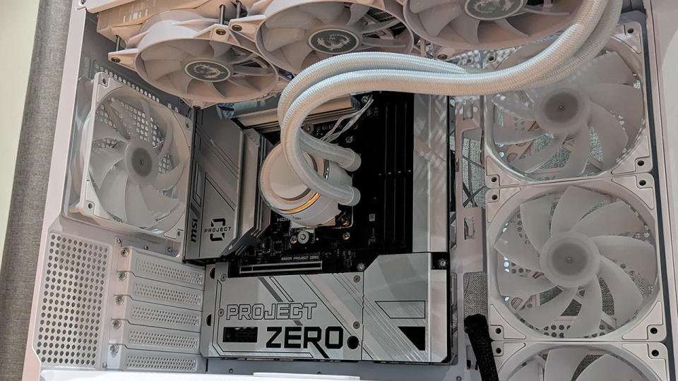 MSI Project Zero with AIO installed and all cables connected