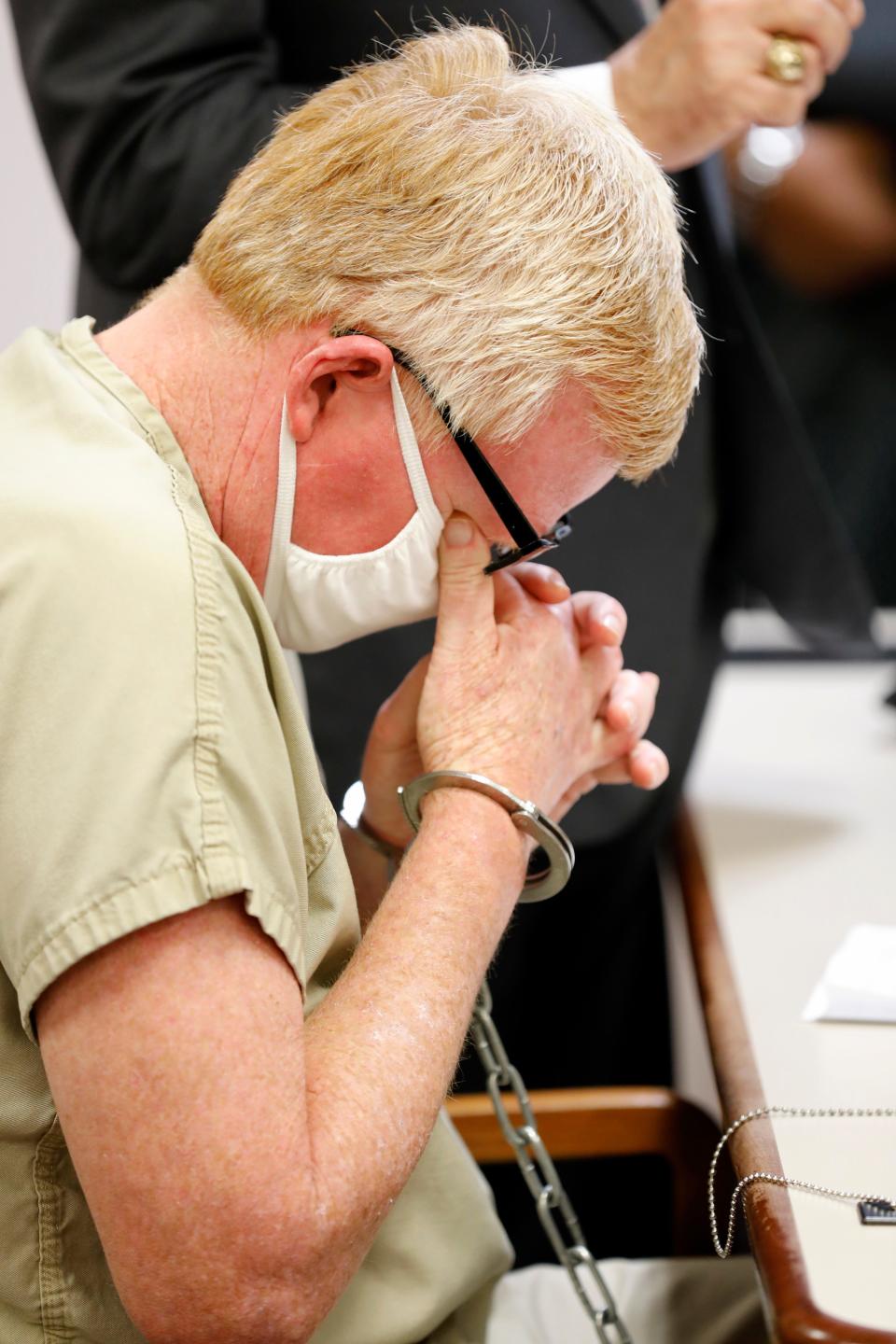 Alex Murdaugh weeps during his bond hearing, Thursday, Sept. 16, 2021, in Varnville, S.C.