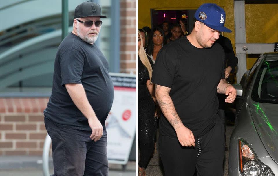As Kyle Sandilands (L) continues his efforts to shed some kilos, the shock jock says he'd be keen for Rob Kardashian (R) to join him in doing so, as they've 
