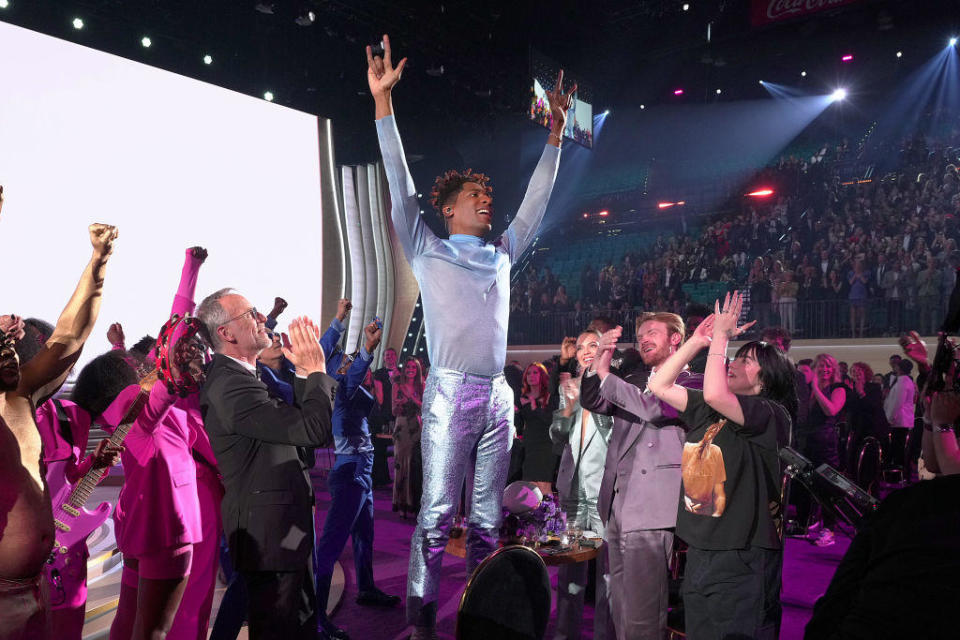 Jon Batiste performs onstage during the 64th Annual Grammy Awards at MGM Grand Garden Arena on April 3, 2022 in Las Vegas, Nevada.  / Credit: Kevin Mazur/Getty Images for The Recording Academy