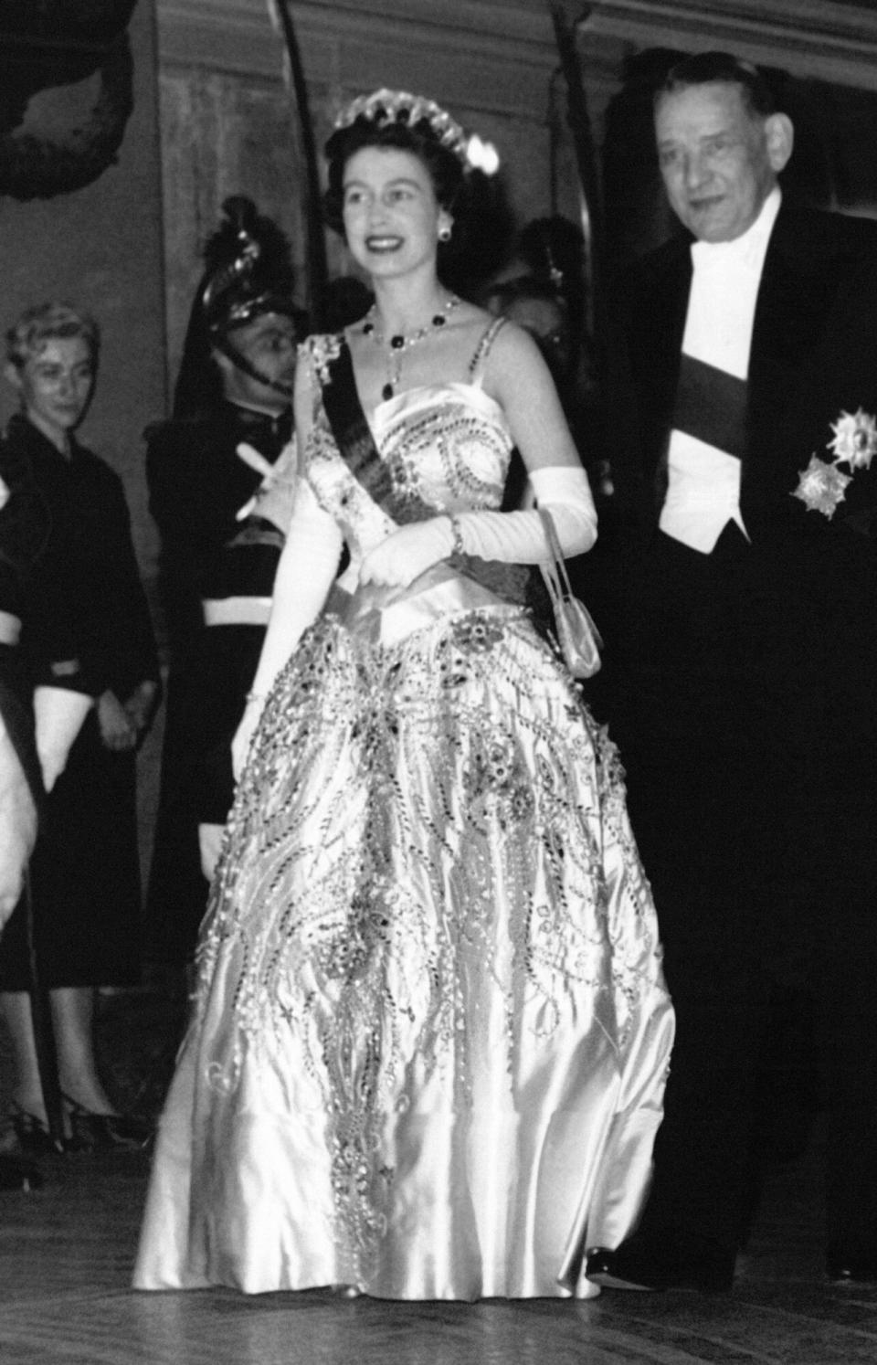 Queen Elizabeth II and President Rene Coty Paris, France 1957