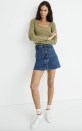 <p><strong>Madewell</strong></p><p>madewell.com</p><p><strong>$34.99</strong></p><p><a href="https://go.redirectingat.com?id=74968X1596630&url=https%3A%2F%2Fwww.madewell.com%2Fstretch-denim-a-line-mini-skirt-in-salisbury-wash-patch-pocket-edition-AB270.html&sref=https%3A%2F%2Fwww.goodhousekeeping.com%2Fbeauty%2Ffashion%2Fg32729955%2Fjean-skirt-outfits%2F" rel="nofollow noopener" target="_blank" data-ylk="slk:Shop Now;elm:context_link;itc:0;sec:content-canvas" class="link ">Shop Now</a></p><p>A denim skirt with a retro vibe looks cool when matched with short tennis socks and sneakers. </p>