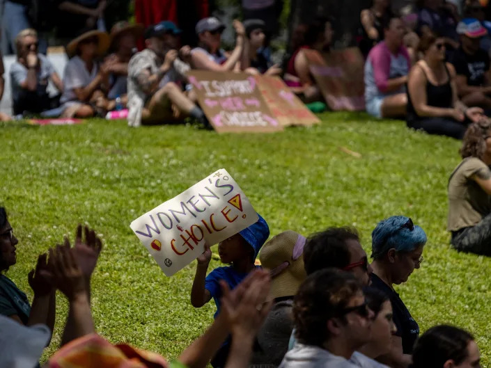 Abortion rights protesters participate in nationwide demonstrations in New Orleans.