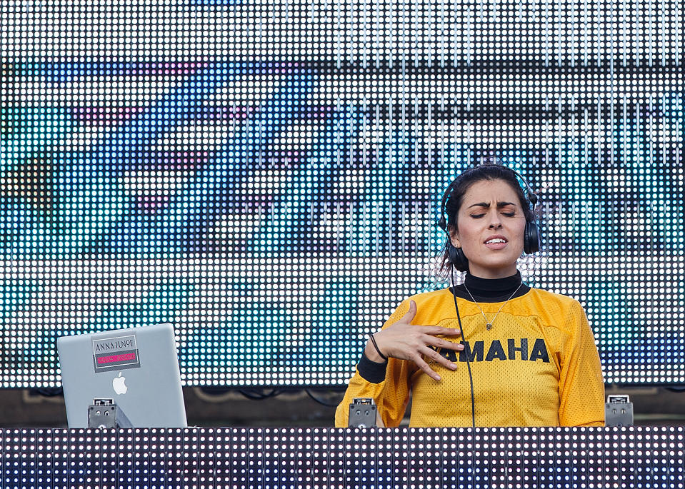 SQUAMISH, BC - AUGUST 08:  Anna Lunoe performs on stage during Day 1 of Squamish Valley Music Festival on August 8, 2014 in Squamish, Canada.  (Photo by Andrew Chin/FilmMagic)