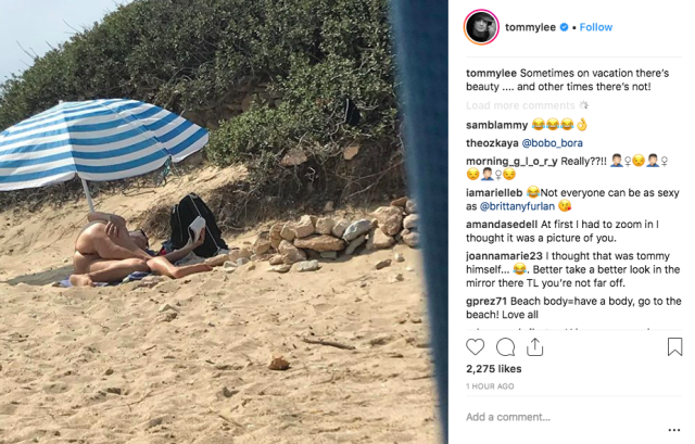 640px x 409px - Tommy Lee gets called out for body-shaming older, female beach-goer: 'Do  better as a human'