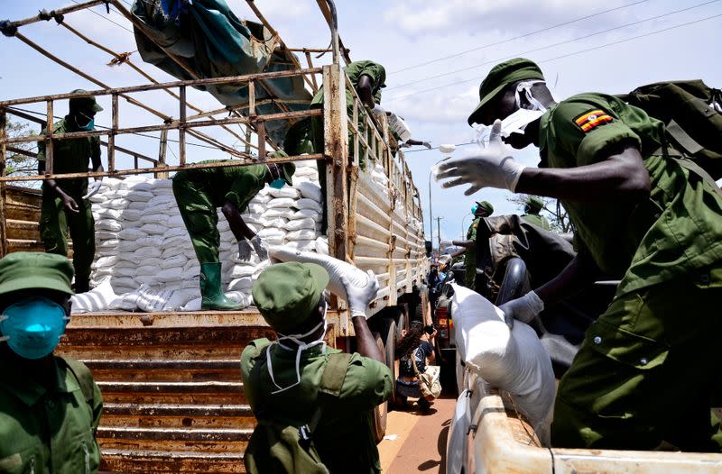 FILE PHOTO: Government distribution exercise to civilians affected by the lockdown, in Kampala