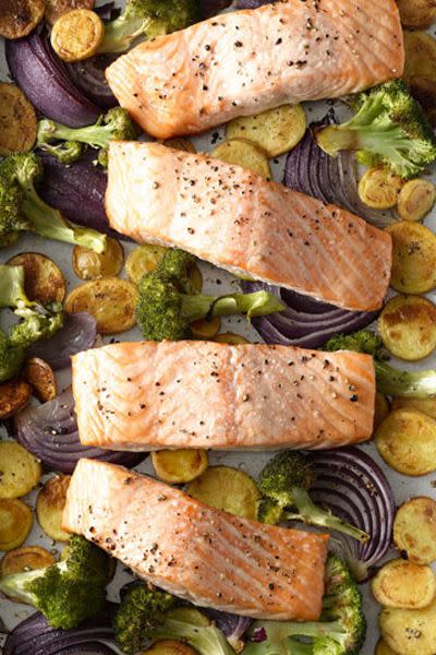 <p>Balance out meat-forward holiday gatherings with this basic but delicious one-pan roasted salmon with broccoli and crispy potatoes. And if your guests don't eat red meat, this <a href="https://www.goodhousekeeping.com/food-recipes/healthy/g448/salmon-recipes/" rel="nofollow noopener" target="_blank" data-ylk="slk:salmon" class="link rapid-noclick-resp">salmon</a> would also make a lovely, casual supper for your fish-loving family and friends.</p><p><em><span class="redactor-invisible-space"><a href="https://www.goodhousekeeping.com/food-recipes/a12151/roasted-salmon-crispy-potatoes-broccoli-recipe-wdy0115/" rel="nofollow noopener" target="_blank" data-ylk="slk:Get the recipe for Roasted Salmon with Crispy Potatoes and Broccoli »" class="link rapid-noclick-resp"><span class="redactor-invisible-space">Get the recipe for Roasted Salmon with Crispy Potatoes and Broccoli »</span> </a></span></em></p>