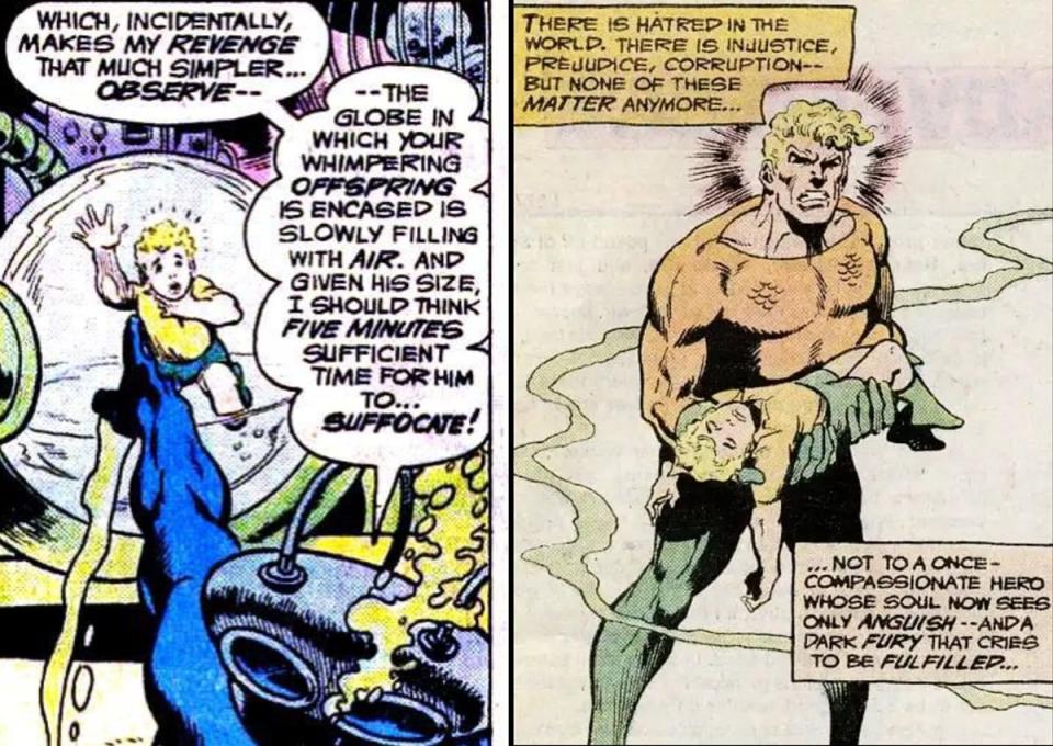 In one of DC Comics' darkest moments, Black Manta murders Aquaman's young son 