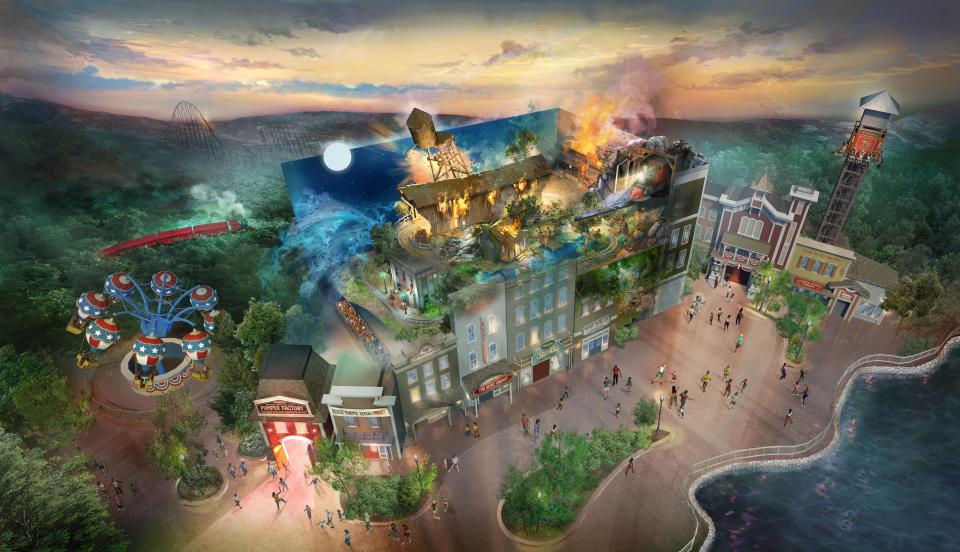 Renderings show what Silver Dollar City's new version of Fire in the Hole is expected to look like.