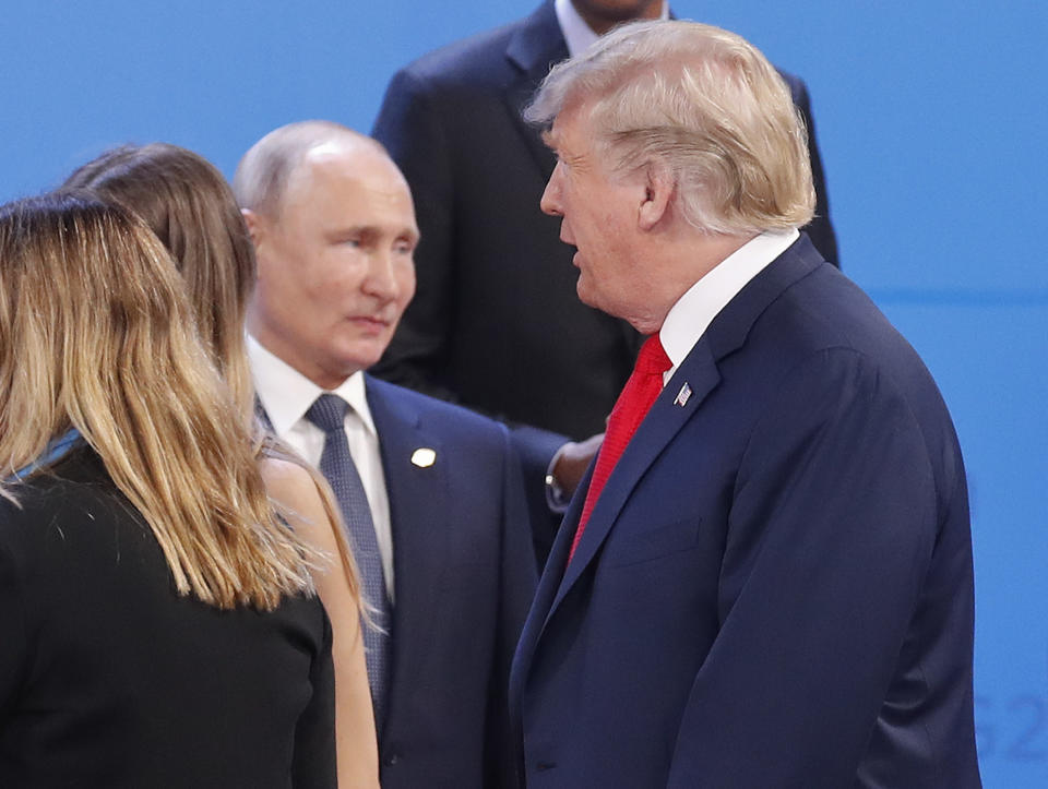 Russian President Vladimir Putin and President Trump at the start of the G-20 summit in Argentina. (Photo: Pablo Martinez Monsivais/AP)