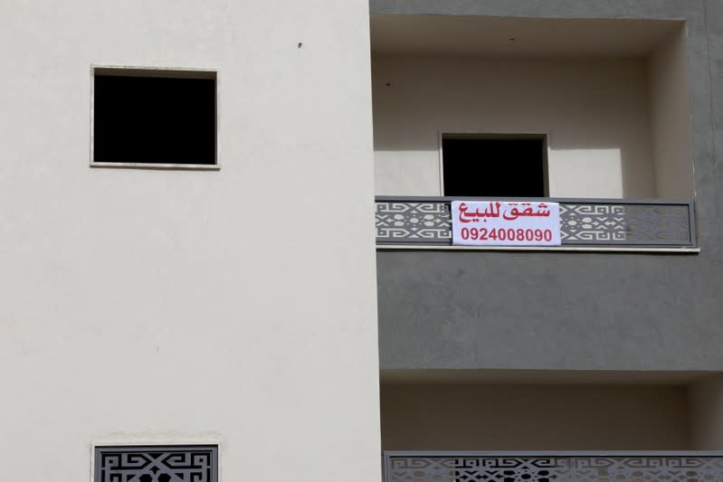 A general view of residential buildings under construction for sale in Tripoli