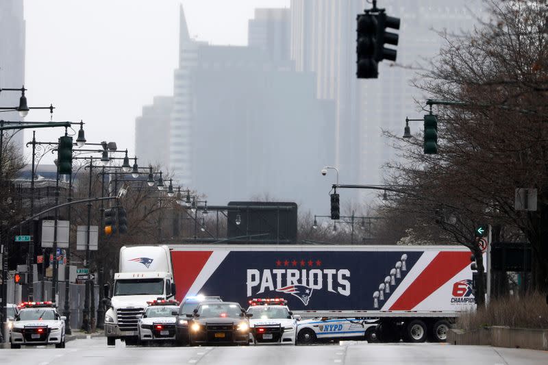 New England Patriots deliver 300,000 N95 masks to assist health workers tackling the coronavirus disease (COVID-19) outbreak in Manhattan, New York City