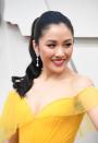 <p>A soft and wavy ponytail on <em>Crazy Rich Asians </em>star Constance Wu, plus the perfect pink lipstick to stand-out against a marigold dress. “Constance is dressed in custom marigold Versace for the Oscars, dripped in Swarovski crystal," noted celebrity makeup artist Molly Greenwald, who worked with Pat McGrath Labs. "We wanted to make sure the makeup matched such a glamorous and timeless look.”</p>
