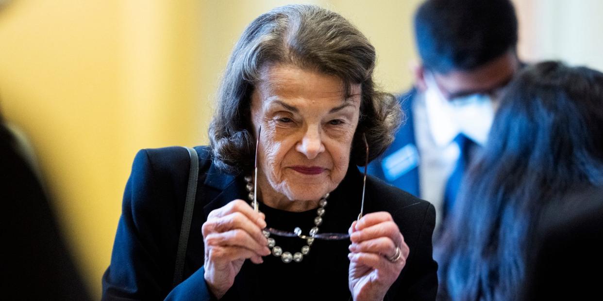 Democratic Sen. Dianne Feinstein of California at the Capitol on April 26, 2022.