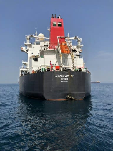 This picture, also from the Emirati National Media Council, shows damage to the Norwegian oil tanker Andrea Victory, one of the four tankers hit in alleged May 2019 "sabotage attacks"