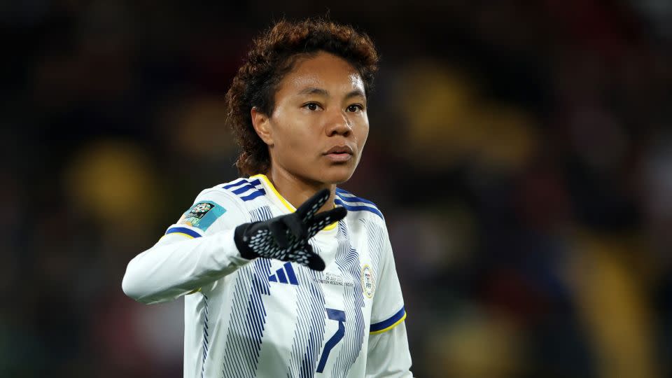 Sarina Bolden represents the Philippines at the FIFA Women's World Cup on July 25, 2023. - Catherine Ivill/Getty Images