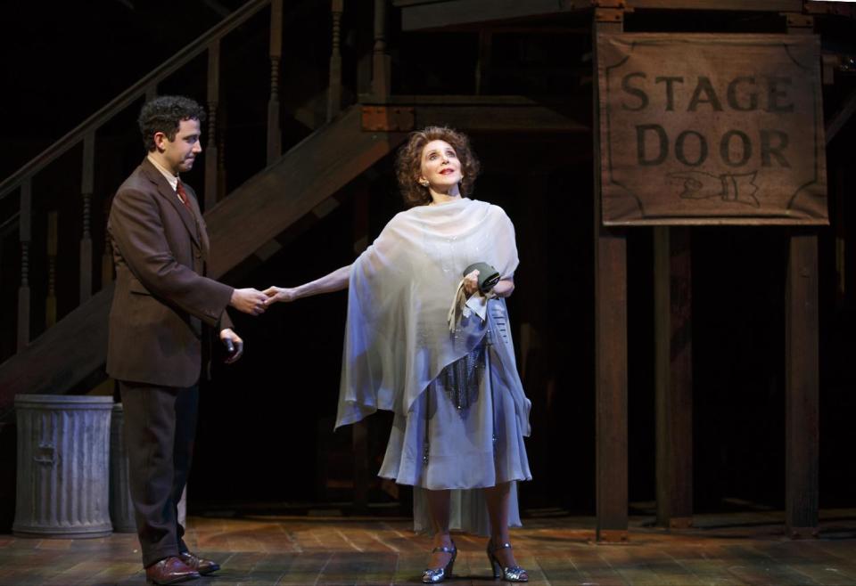 This image released by Lincoln Center Theater shows Santino Fontana, left, and Andrea Martin in a scene from "Act One," at the Vivian Beaumont Theater in New York. (AP Photo/Lincoln Center Theater, Joan Marcus)