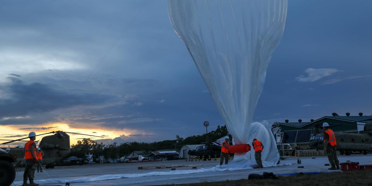 US Army Pacific Soldiers launch a Thunderhead High- Altitude Balloon System during Balikatan 22 on Fort Magsaysay, Nueva Ecija, Philippines, April 1, 2022.