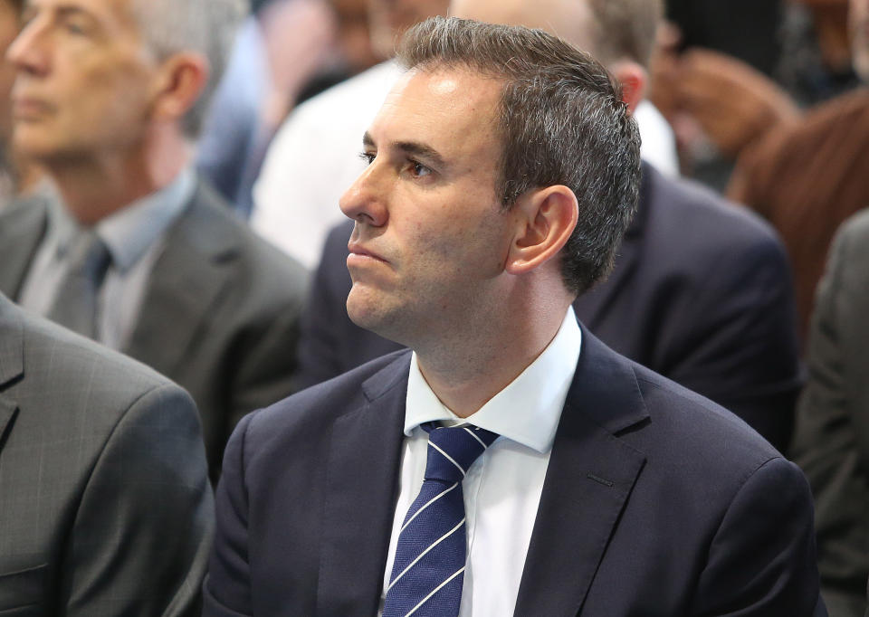 2019 Federal Election: Federal MP Jim Chalmers look on during a prayer service at the Islamic College of Brisbane following the Christchurch shooting.