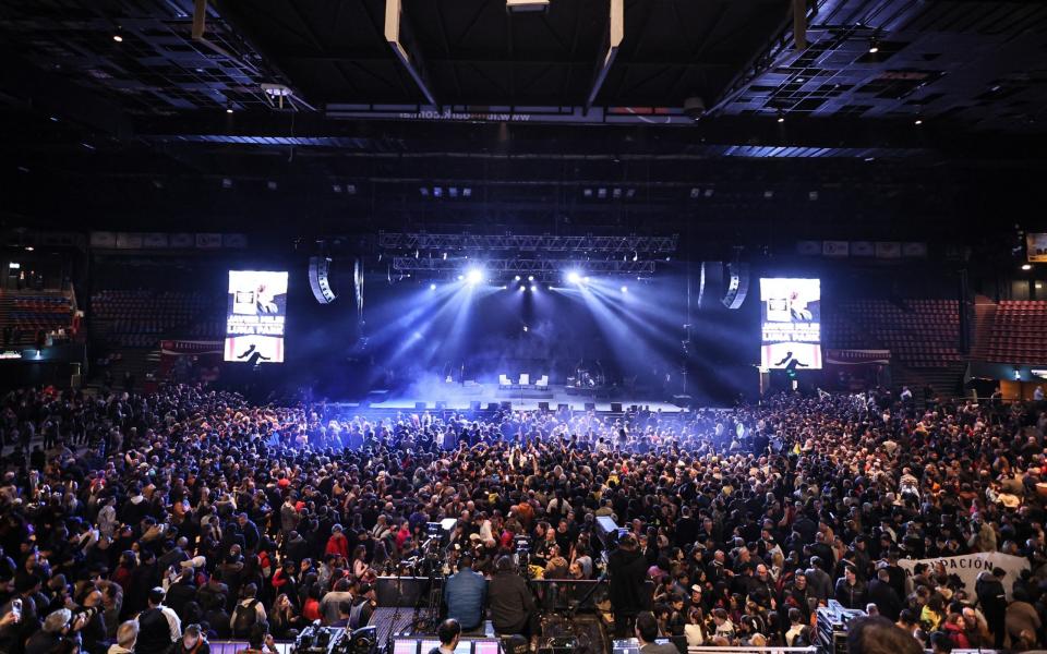 A stadium filled with people