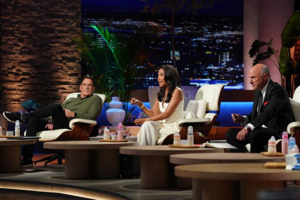 “Shark Tank” stars Mark Cuban, Emma Grede and Kevin O’Leary all passed on Veba Baby, but Veon Brewster says the exposure from the show have been a big boost for business. Christopher Willard/Disney