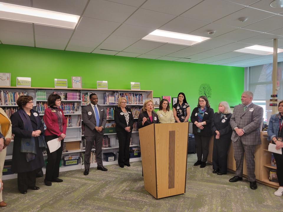 New York State Sen. Shelley Mayer joined several lawmakers, superintendents and advocates to call on Gov. Kathy Hochul to include free school meals for all New York students in the state budget.