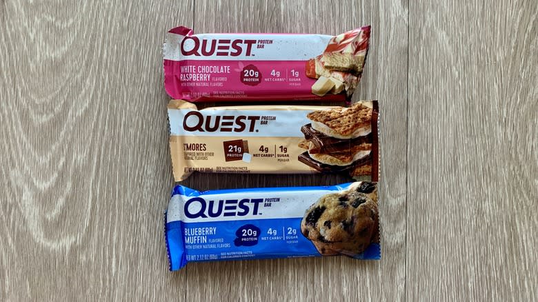 Quest protein bars on table