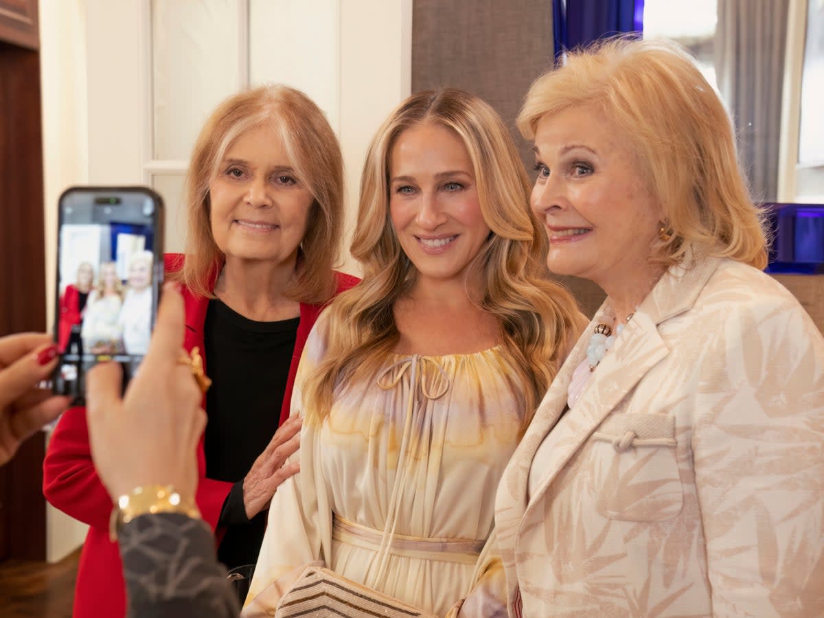 Gloria Steinem, Sarah Jessica Parker and Candice Bergen in ‘And Just Like That' (Sky/Max)
