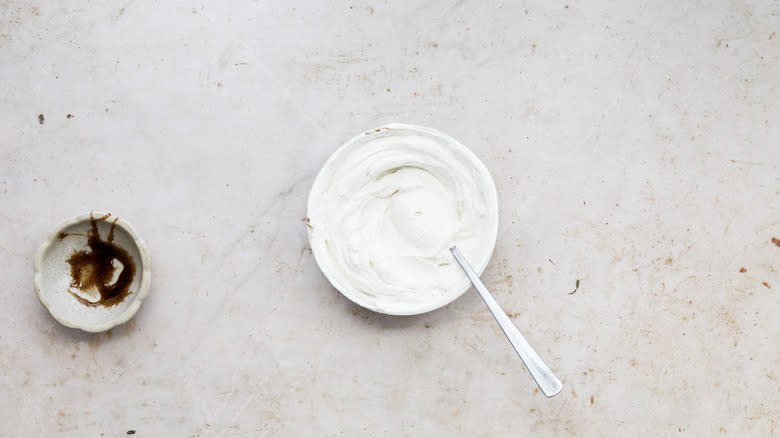Bowl of vanilla bean yogurt