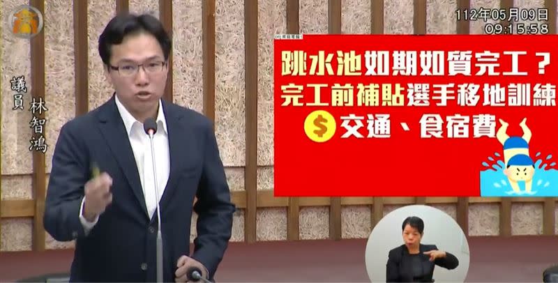 議員林智鴻在高市議會教育部門業務質詢上播放該一段影片。（圖／翻攝畫面）