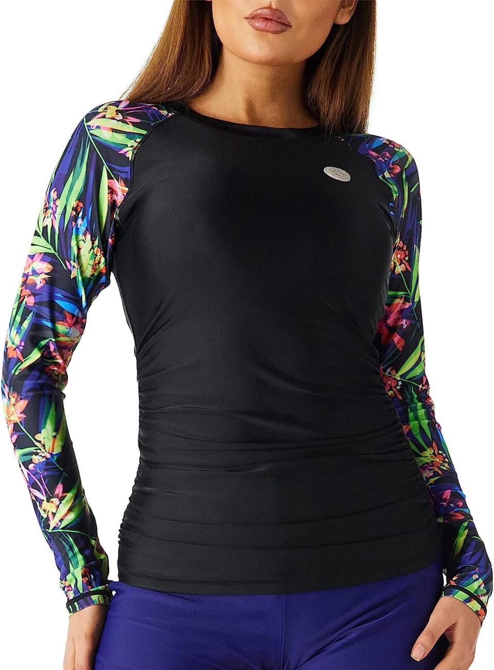 Women's UV Sun Protection Long Sleeve Rashguard. Image via Amazon.