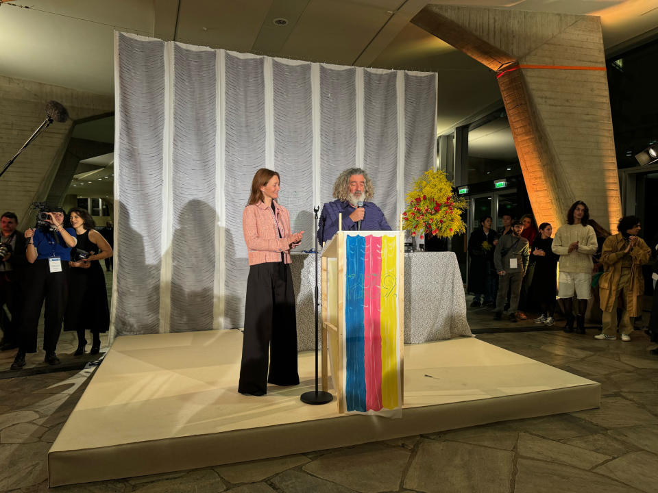 Actress and Hyères festival MC Audrey Marnay and festival founder Jean-Pierre Blanc