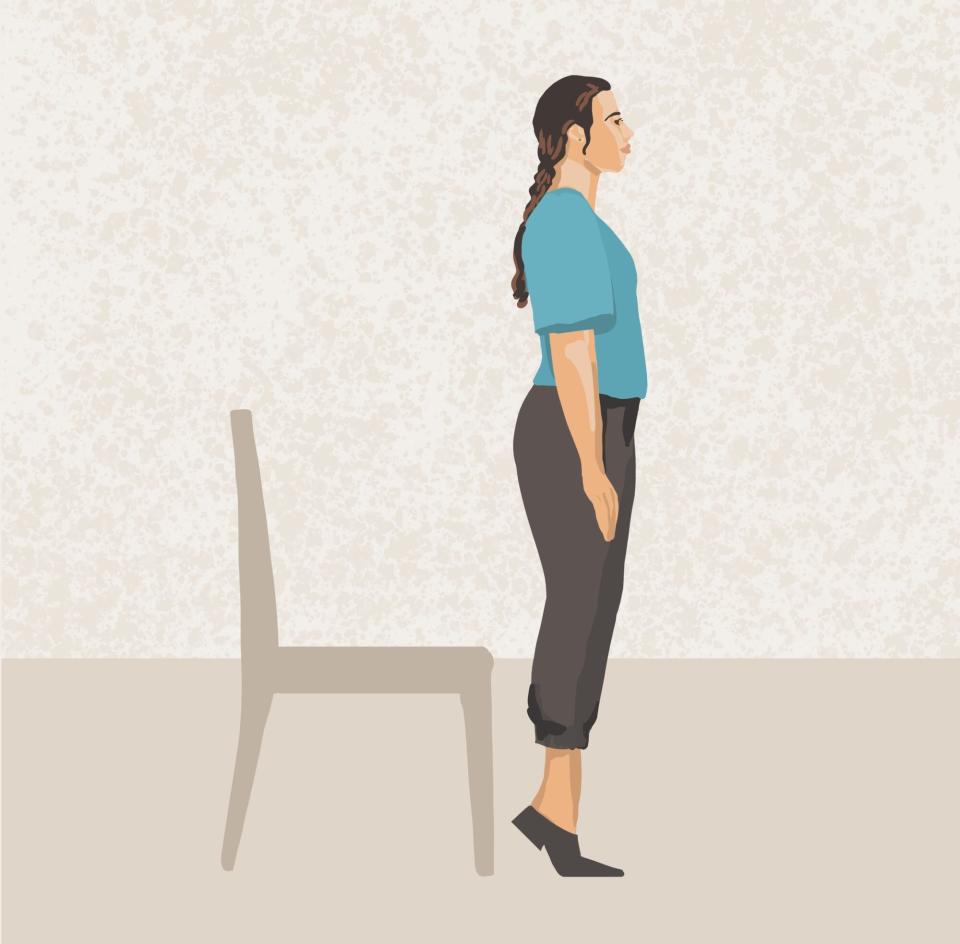 illustration of standing on toes at their desk