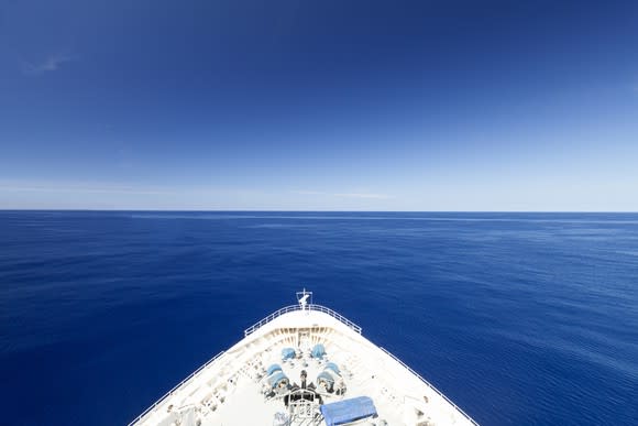 Prow of a cruise ship in open waters