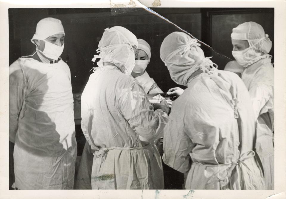 An undated and uncaptioned photo of doctors at the Delaware State Hospital.