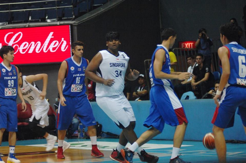 Lavin Raj (in white) averaged 9.3 points and 3.7 rebounds over three games in SEABA 2017. (Photo: FIBA.com)