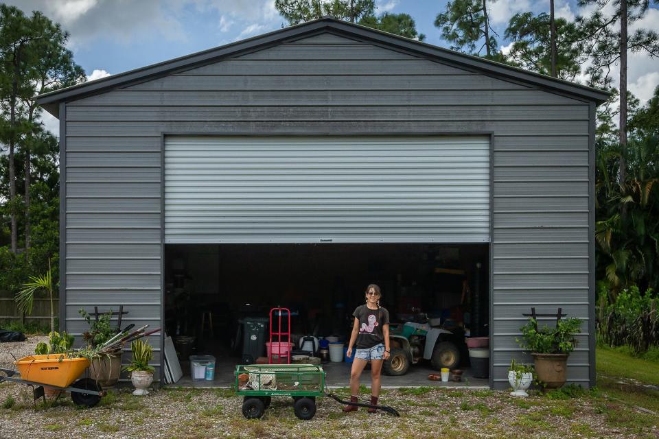 Mel Corichi, the Worm Queen, outside of the barn on a property she recently bought to be the headquarters of her worm farm and composting small business, Let It Rot, near Loxahatchee.