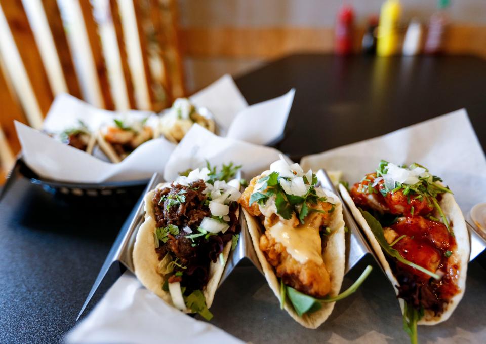 A selection of tacos at Springfield's newest taco restaurant, Kung Fu Taco on South National Avenue, which opened in May and serves Korean street tacos and other Asian fusion food.