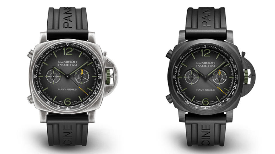 Panerai Luminor Chrono Navy Seals (left) and Luminor Chrono Carbotech Navy Seals (right)