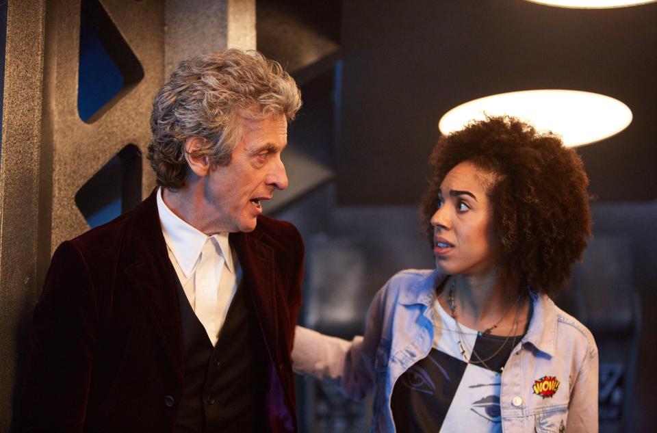 Peter Capaldi (left), shown here with Pearl Mackie in <em>Doctor Who</em>, will be leaving the show at the end of 2017. (Photo: Simon Ridgway / BBC-America / Courtesy: Everett Collection)