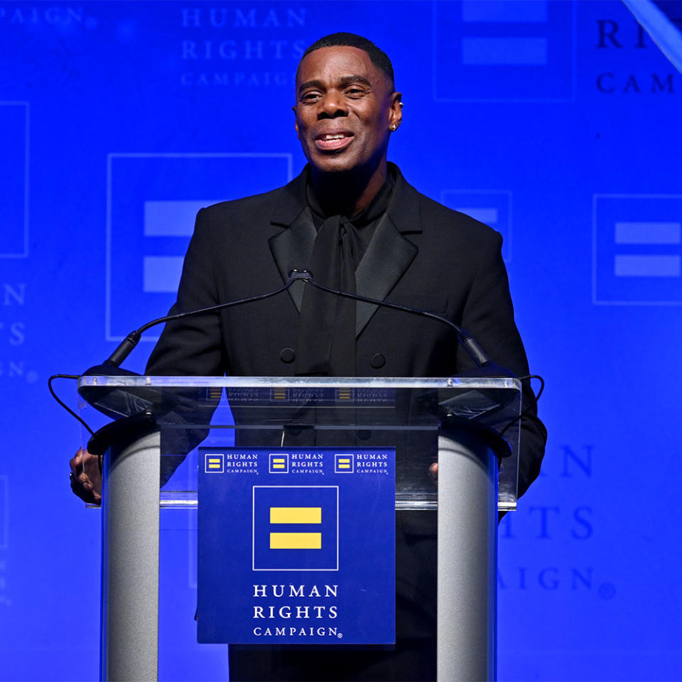 Colman Domingo, recipient of the HRC Equality Award, speaks onstage during the Human Rights Campaign 2024 Greater New York Dinner at New York Hilton on February 03, 2024 in New York City.