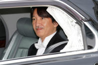 Japan's new Crown Prince Akishino looks from his vehicle upon arriving at the Imperial Palace in Tokyo, Japan May 1, 2019. REUTERS/Kim Kyung-Hoon