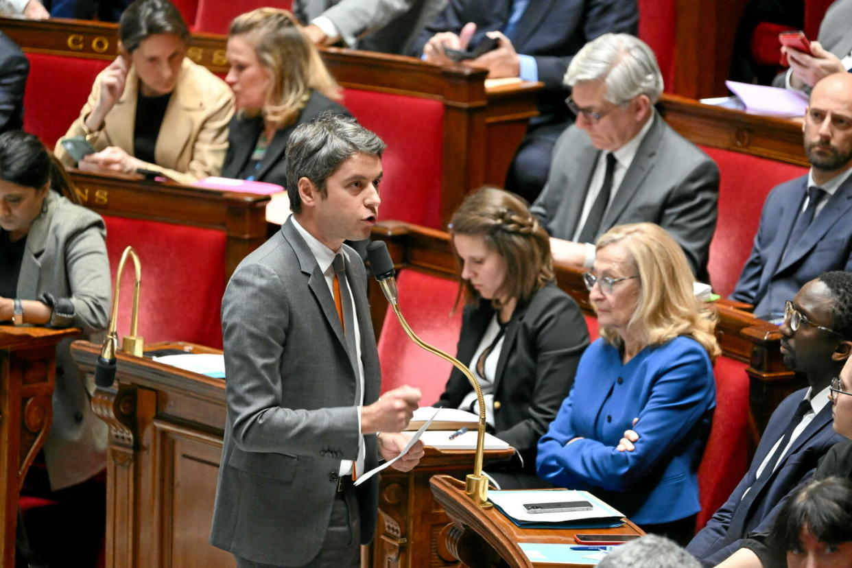 Le Premier ministre Gabriel Attal répondra seul aux députés pendant cinq séances des traditionnelles questions au gouvernement.  - Credit:Jacques Witt/SIPA