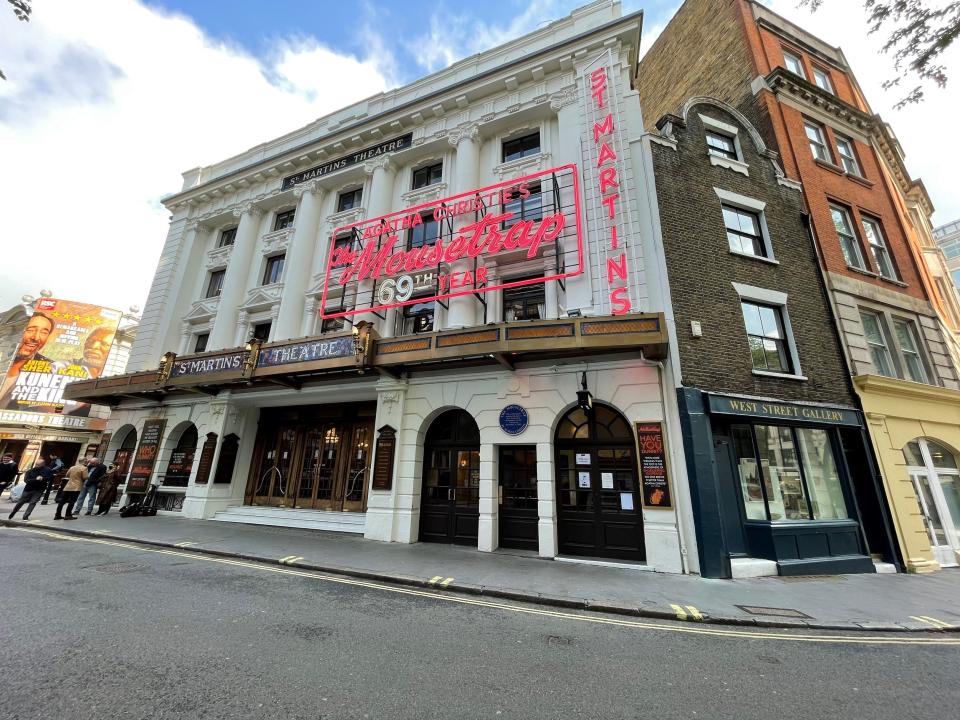 <p>St Martin’s Theatre which reopened with a socially distanced performance of The Mousetrap</p> (PA)