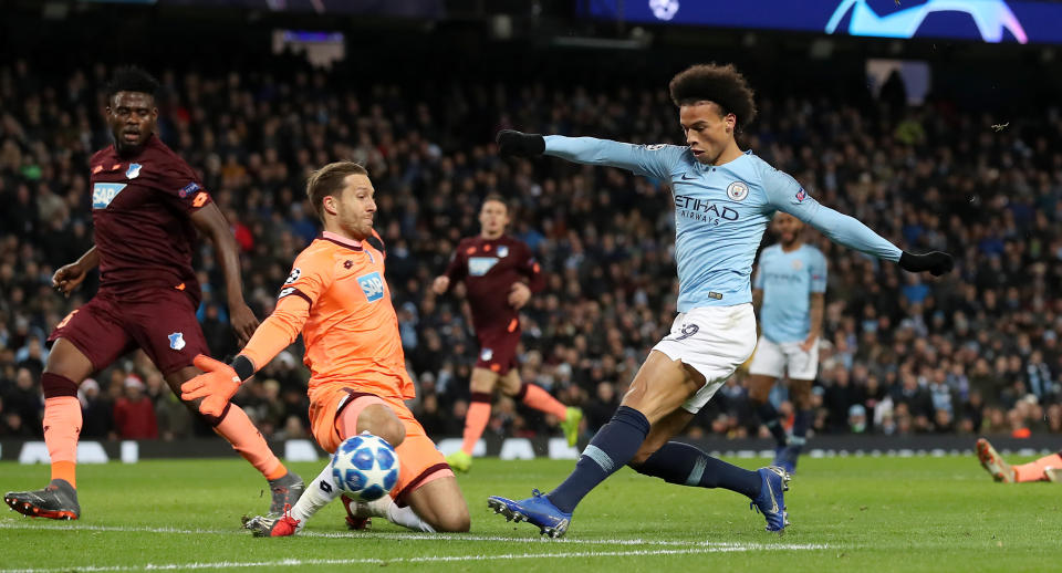 Leroy Sane scored twice in City’s victory over Hoffenheim (Martin Rickett/PA)