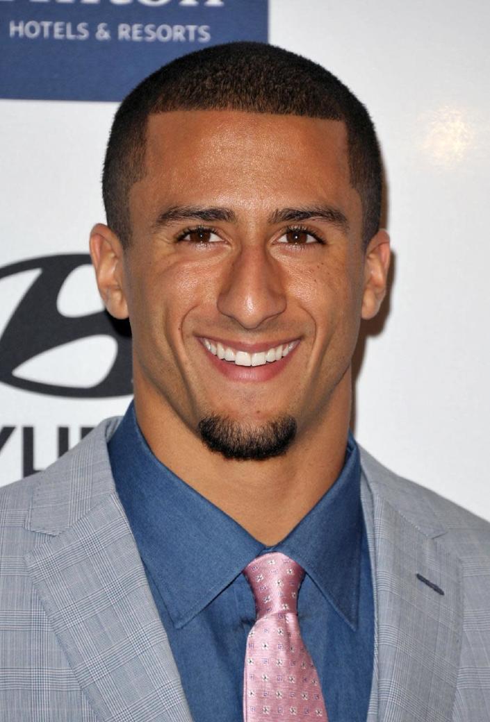 San Francisco 49ers football player Colin Kaepernick arrives at the Clive Davis Pre-GRAMMY Gala on Saturday, Feb. 9, 2013 in Beverly Hills, Calif. (Photo by John Shearer/Invision/AP)