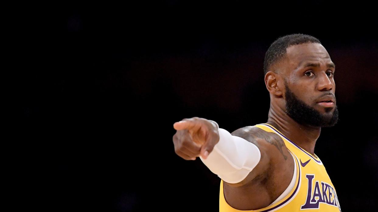 LeBron James wore a Beto O’Rourke hat on Saturday ahead of the Lakers’ game against the San Antonio Spurs in Texas. O’Rourke is running for United States Senate in Texas against Republican incumbent Ted Cruz. (Getty Images)